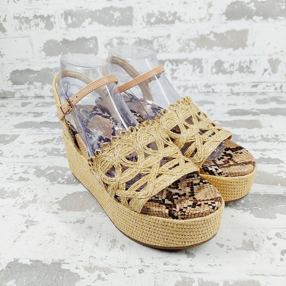 New Jessica Simpson Camilia Snake Print Leather/Textile Platform Sandals X467 - Picture 4 of 13